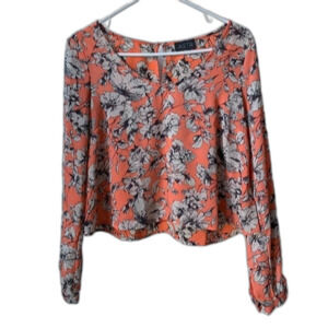 CLOSEOUT SALE MAKE AN OFFER-Astr orange floral long sleeve blouse top - size XS